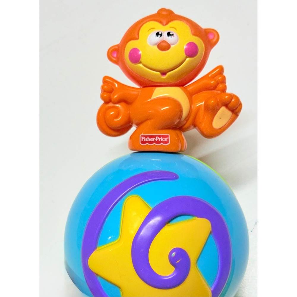 Fisher-Price Go Baby Go Crawl-Along Musical Monkey Ball‎ Toy Orange Blue Tested